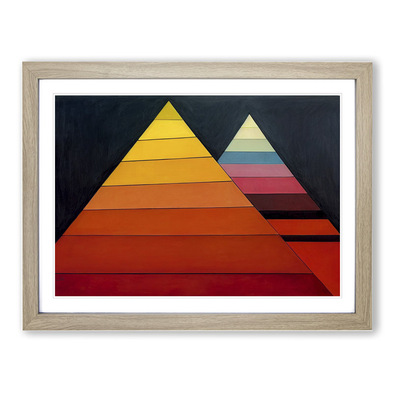 Geometric Pyramids Vol.3 Abstract 1 Piece Single Picture Frame Wall Art, 34cm H x 46cm W x 2cm D, Oak Framed