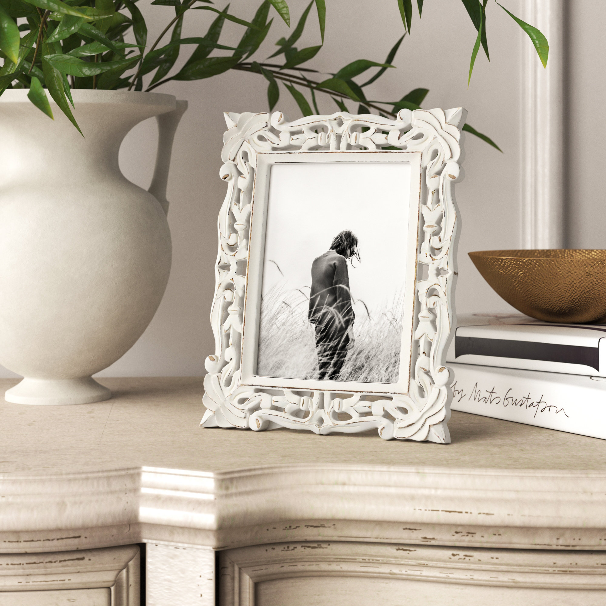 Mainstays 4x6 Grey Wood Decorative Tabletop & Wall Picture Frame with Linen  Mat 