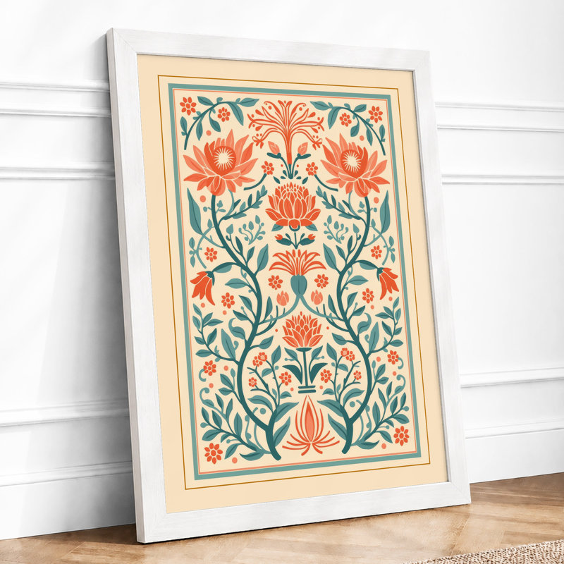 Symmetrical Botanical - Framed Print, A2 - 59.4 x 42.0 cm, White