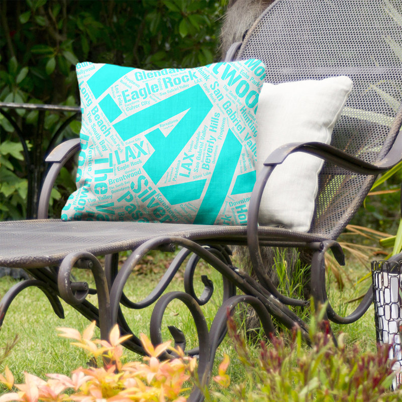 Coussin intérieur/extérieur los angeles, Non, Cyan, H 20 po x l 20 po