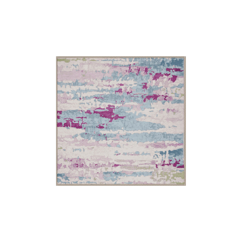 Machine Washable Beige Area Rug, Square 5'