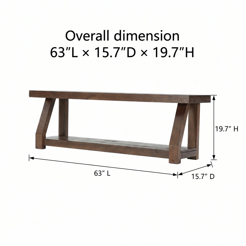 63" Solid Wood Entryway Shoe Bench