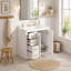 Meuble-lavabo de 91 cm (36 po) avec lavabo en céramique, meuble autoportant à 1 porte et 3 tiroirs, structure en bois massif et MDF, style moderne, gris-680221113