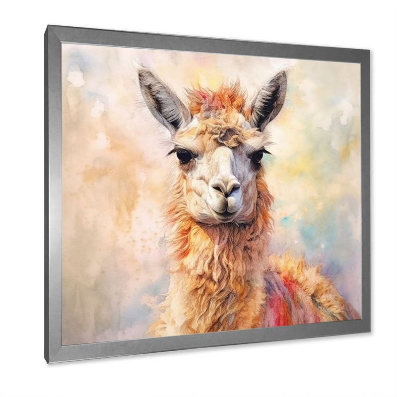 Llama Harmony I - animaux, reproduction sur toile, H 30 po x l 30 po x P 1 po, Cadre simple argenté