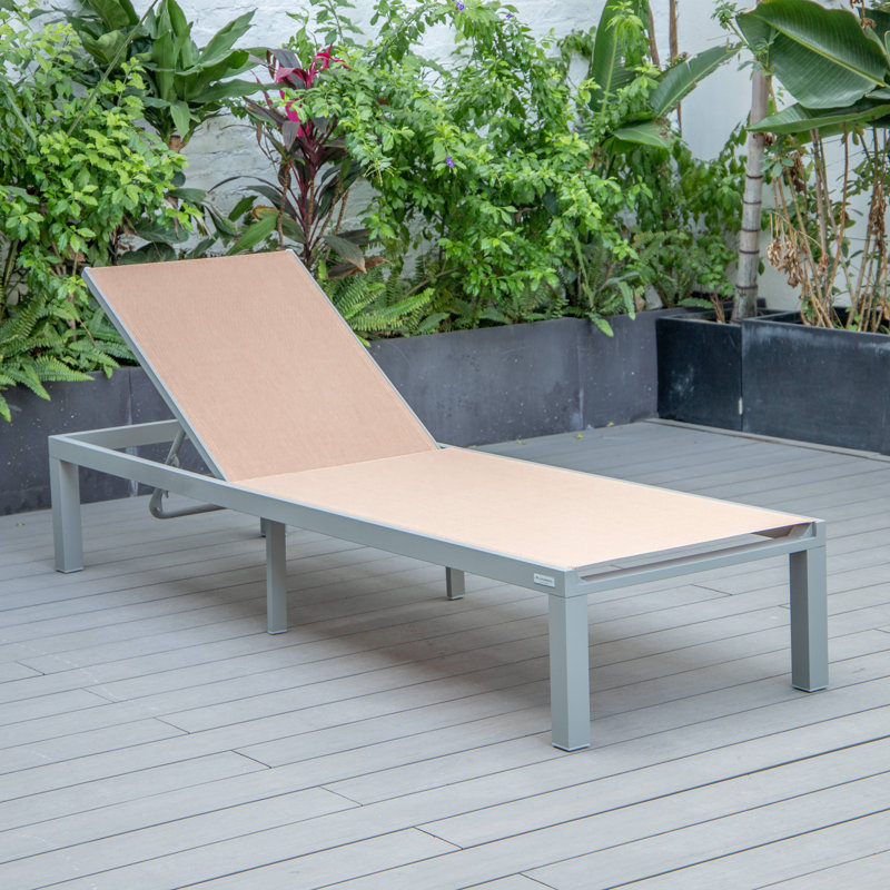 Marlin Modern Aluminum Outdoor Reclining Chaise Lounge - Weather-Resistant Sling Patio Chair for Poolside & Sunbathing, Green