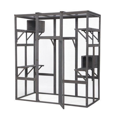 Extra Large Cat Play Area - Gray, 62.58"l X 31.66"w 70.37"h, Sunshine Roof, Activity Centers For Cats, Predator Shelter, Easy To Assemble Efficiently