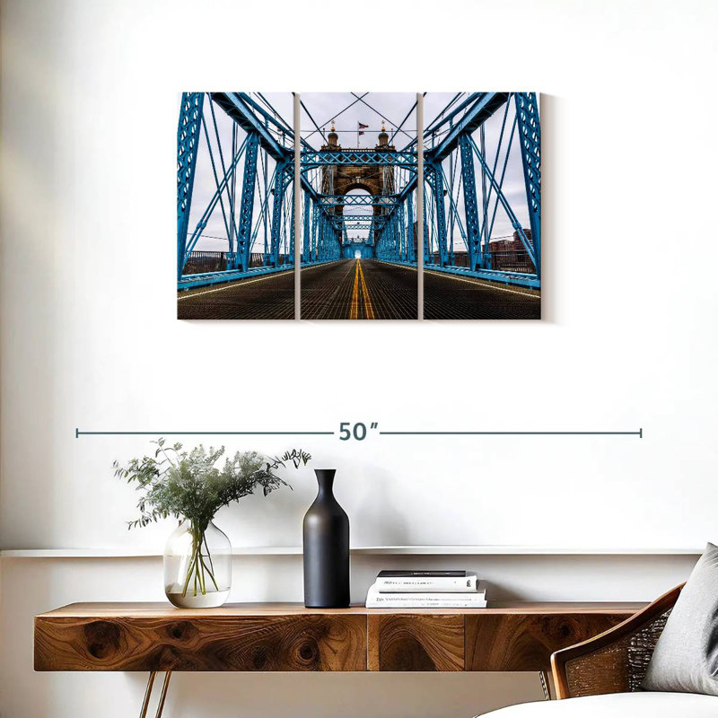 Blue Cincinnati Bridge, 20" H x 33" W