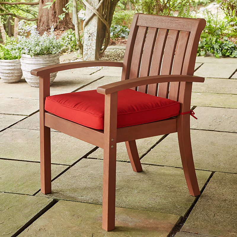 Chaise de patio empilable avec coussin Rossi, Acajou, Rouge