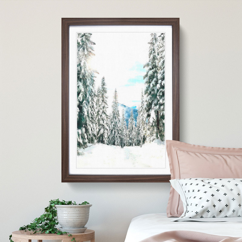 Winter Trail - Single Picture Frame Painting on MDF, 33cm H x 24cm W x 2cm D, Walnut Framed