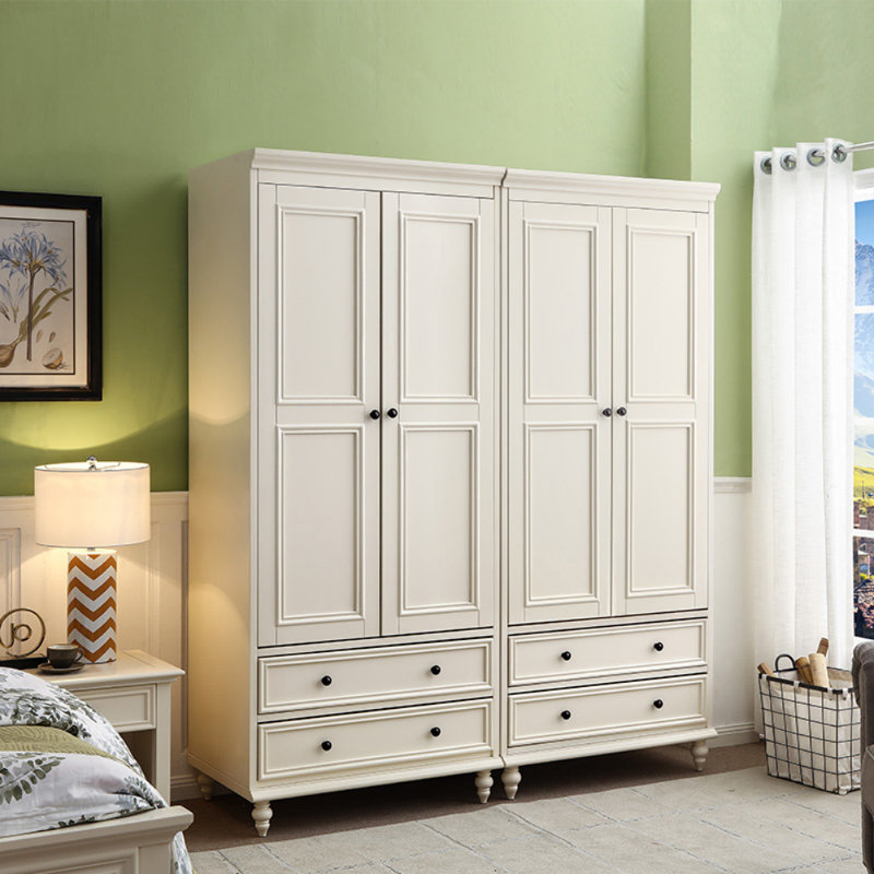 Armoire américaine à deux portes de style crème, Blanc, crème
