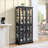 Cabinets Traditional Vintage Display with Glass Doors, Adjustable Shelves, E26 Bulb | Black | MDF+glass-1613144725