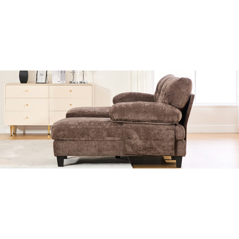U-Shaped In Brown Chenille, Featuring Dual Chaise Lounges, Storage Pockets And Armrest Pillows For A Comfortable Home Atmosphere 103.5" Chenille Fabric With Pillows, Ideal Peaceful