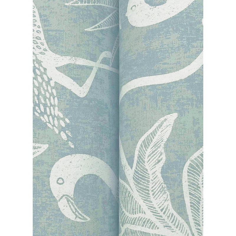 Biscayne Flamingo Beach Wallpaper, Turquoise 