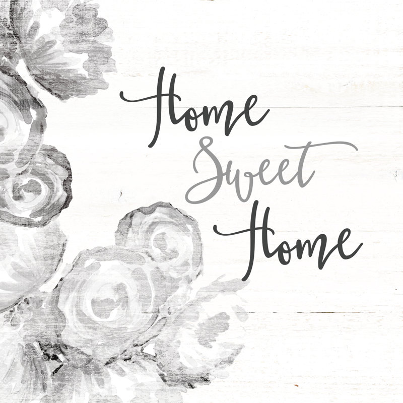 Home Sweets Home Gray Flowers - Wrapped Canvas Print, 76cm H x 76cm W x 3.8cm D