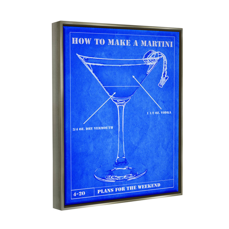Comment faire un dessin de martini, estampe numérique par Marcus Jules, Cadre flottant gris lustré