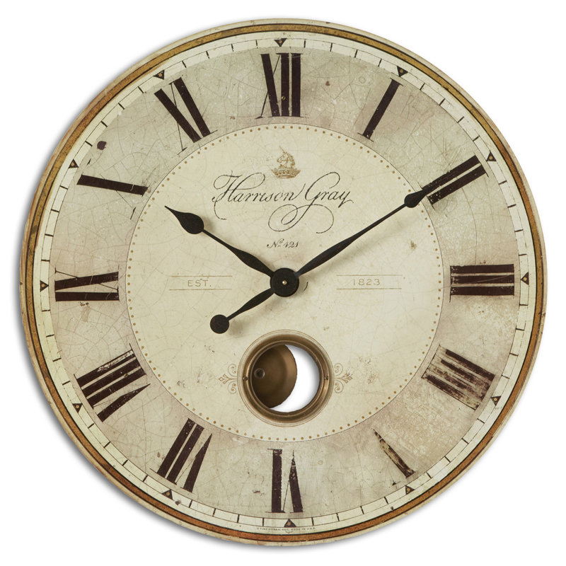 Harrison Oversized Beige Rustic Round Wall Clock