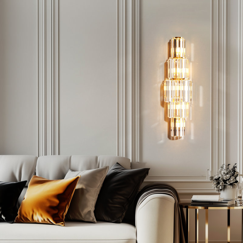 Applique murale en cristal avec longs cristaux oblongs, H 30,71 po x l 7,87 po x P 4,72 po, 5 lumières, 23