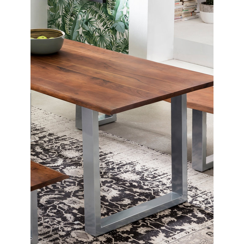 Table de salle à manger Acacia, Argent, Noyer, L 31,5 po x L 47,24 po