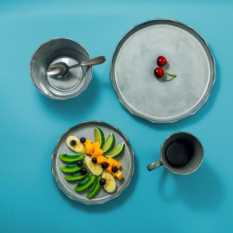 TABLE 12 16-Piece Dinnerware Set, Stonewashed Dinnerware Set for 4