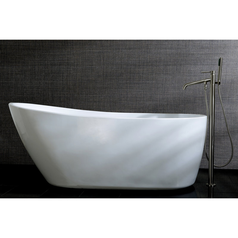 Kingston Brass Aqua Eden 68-Inch Acrylic Oval Single Slipper Freestanding Tub with Drain