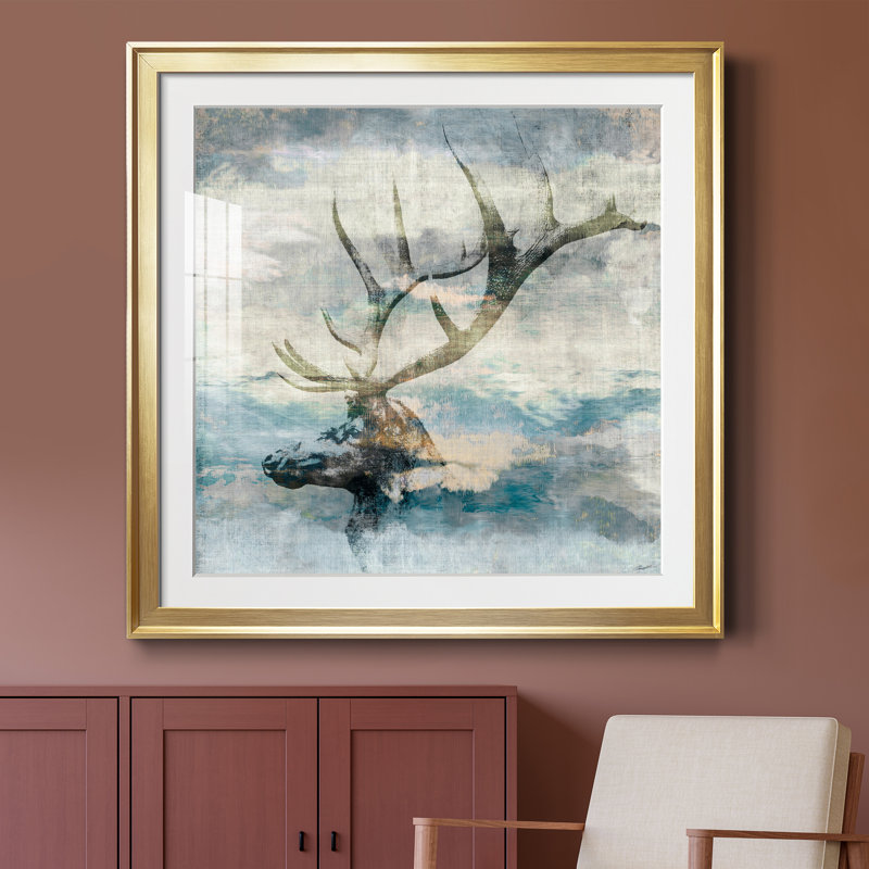 Wyoming II - peinture encadrée, Encadrement doré, H 34,5 po x l 34,5 po x P 1,5 po