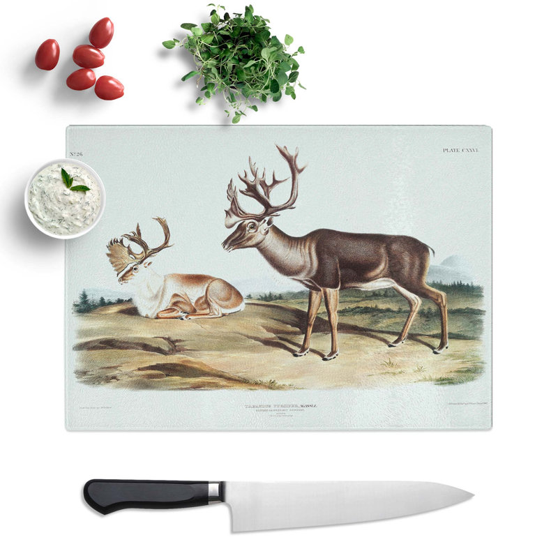 Tempered Glass Caribou by J.W. Audubon Chopping Board, 39 cm x 28.5 cm
