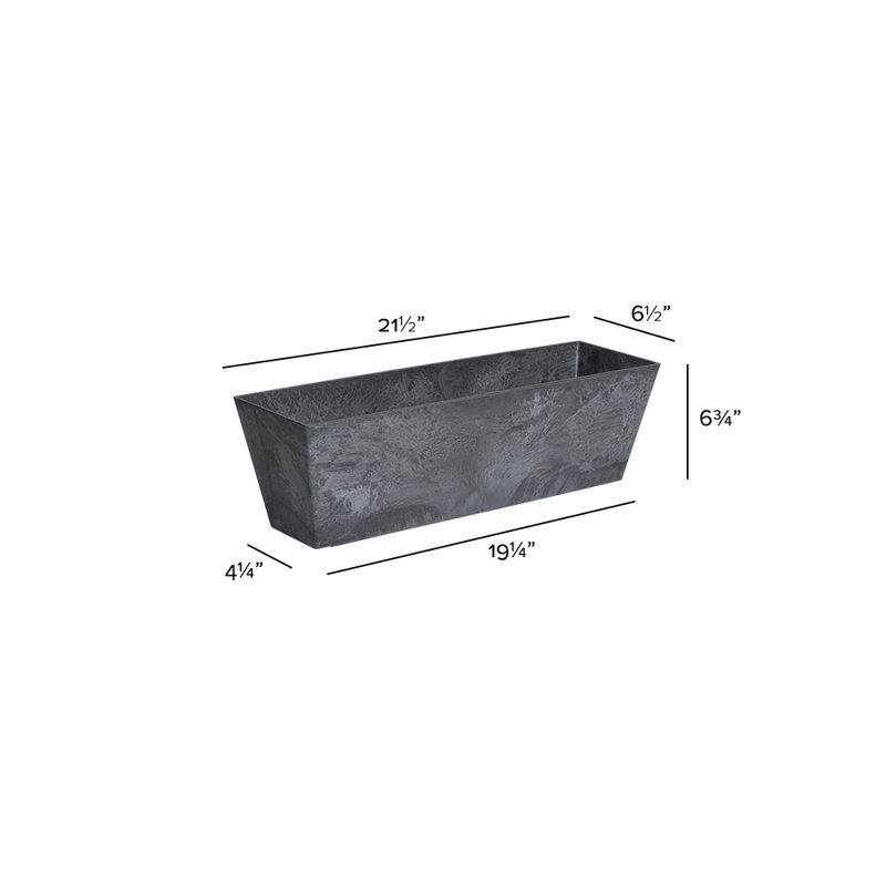 Wendover Window Box Planter, Black, 6.75" H x 21.5" W x 6.75" D