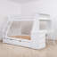 Lit superposé simple au dessus d'un lit double avec lit gigogne, bureau intégré, 3 tiroirs et tablette, moderne, chambre d'enfant-60362435