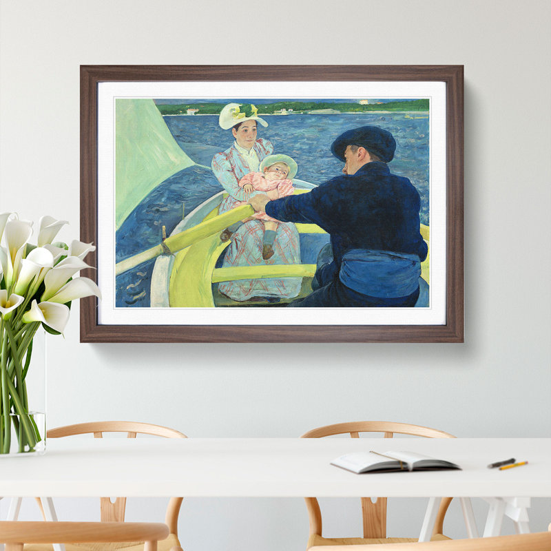 The Boating Party by Mary Cassatt - Picture Frame Painting, 36cm H x 48cm W x 2cm D, Walnut Framed
