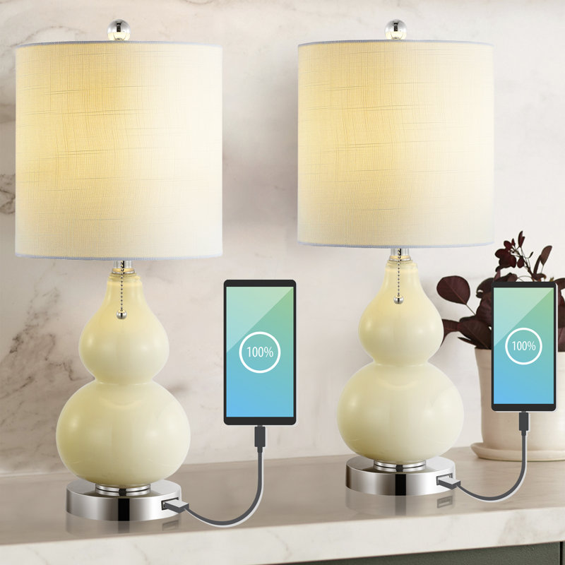 Ersell Metal USB Table Lamp, Cream