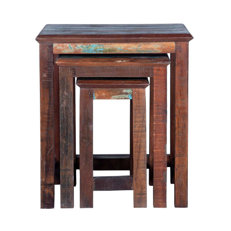 Tables gigognes en bois massif Ackler, Marron foncé