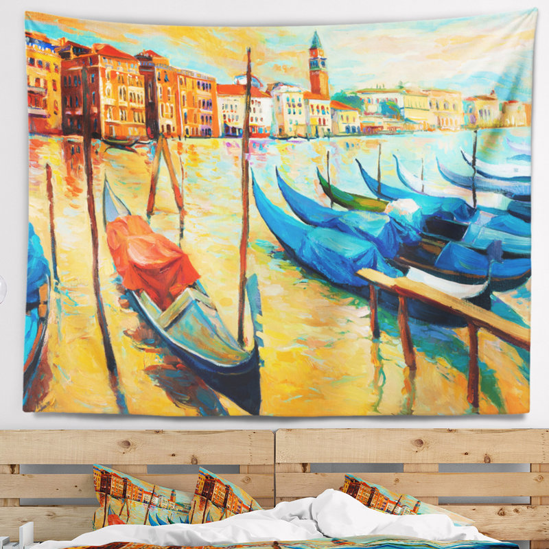 Tapisserie de venise colorée Landscape, H 32 po x l 39 po