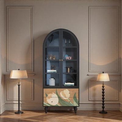 Vitrine en bois massif Floral