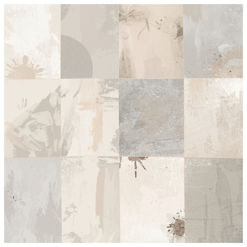 Housses de couette abstraites à blocs gris et beige, Très grand lit