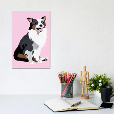 Woof On Pink by Julie Ahmad - Wrapped Canvas Print