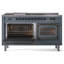 Cuisinière ILVE Nostalgie II Série 60 po à double combustible avec 7 brûleurs scellés, plaque de cuisson, table française (gaz naturel, porte vitrée)-939345233-939345268
