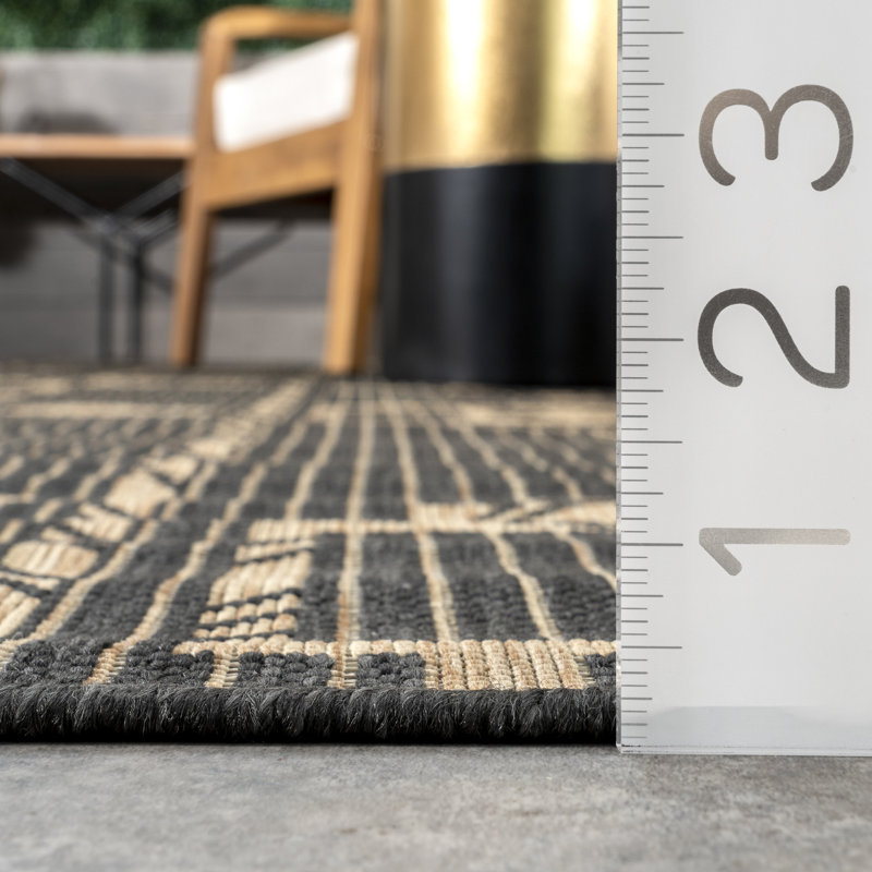 Tapis intérieur / extérieur gris anthracite Achsa, Rectangle 5 pi x 8 pi