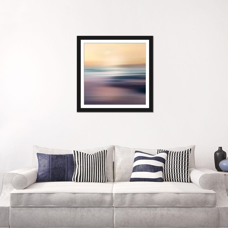 «Zuma Beach», impression sur toile, H 16 po x l 16 po x P 1 po, Papier d'art encadré noir, Blanc