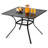 Outdoor Patio Dining Table, 37 inch Square Metal Steel Slat Backyard Bistro Tables, with 1.5 in Umbrella Hole, Outside All-Weather Large Furniture for Lawn Garden Porch, Black-1039971850