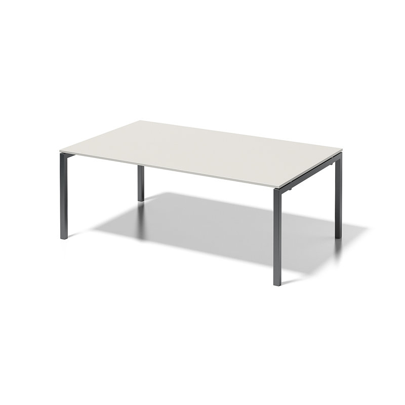 Cito Metal Base Writing Desk, White/Grey, 74cm H x 200cm W x 120cm D