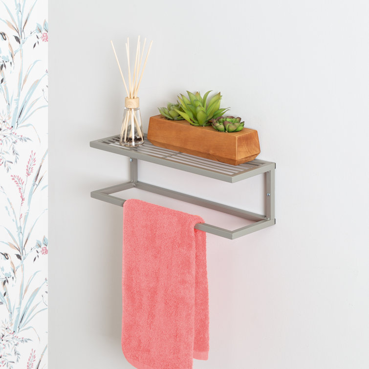 16" Wall Mounted Shelf with Towel Bar