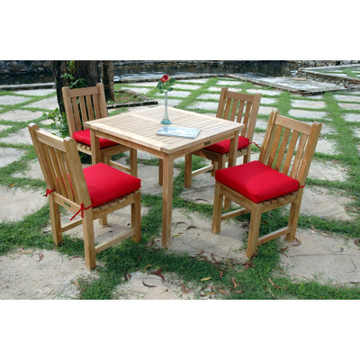 Farnam 4 - Person Teak Wood Patio Dining Set with Square Table