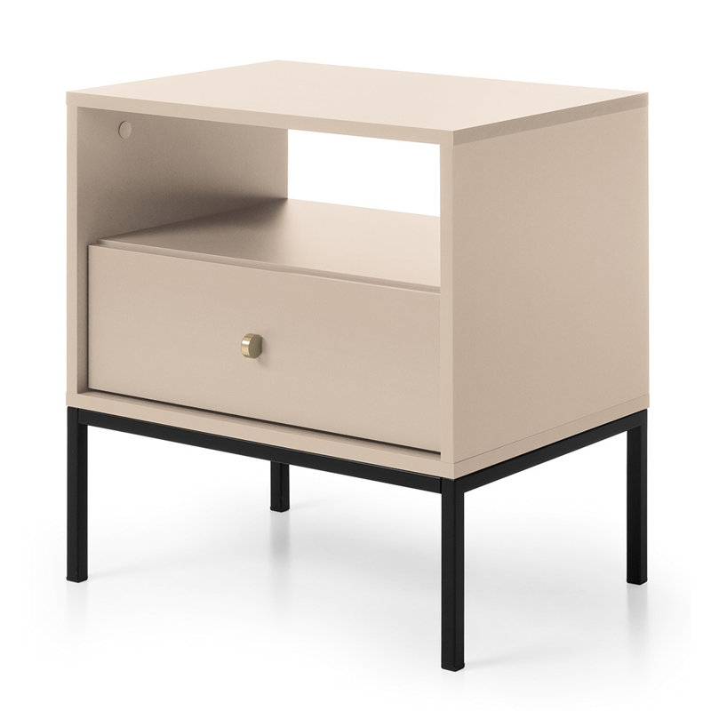 Avereigh 53.6cm W Steel Bedside Table, Beige
