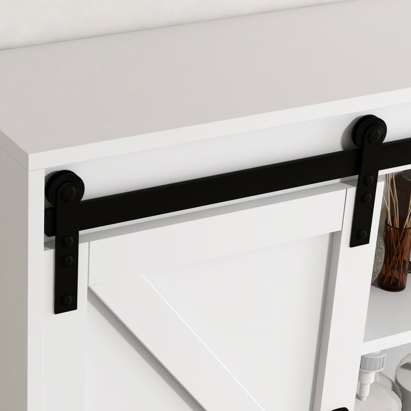 Armoire de rangement pour salle de bain blanche avec tablette de toilette ajustable, blanc, décor rustique