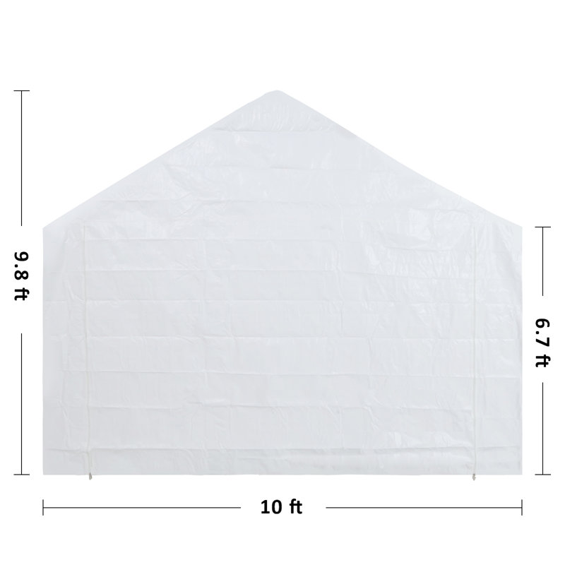 Panneau latéral de remplacement pour abri d'auto, L 120 po x P 240 po, Blanc