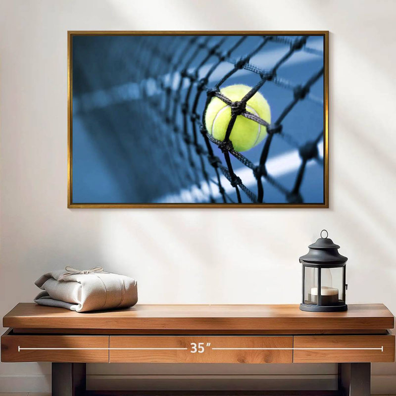 Tennis Net, 25" X 17", Floating Frame Gold