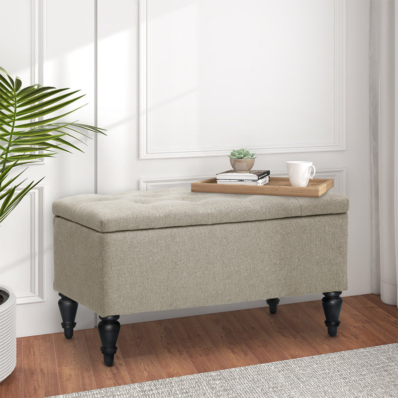 Banc de rangement rembourré Brenicia, Beige
