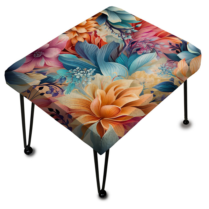 Repose-pieds rose et bleu Boho Paisley