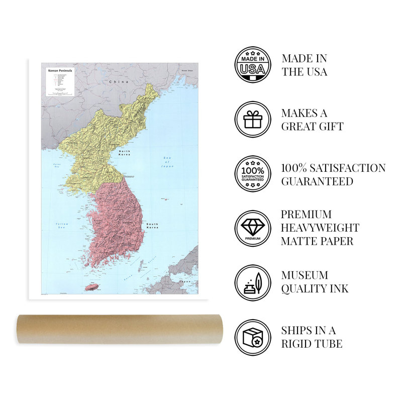 " 1986 Korean Peninsula Map ", 36" H x 24" W