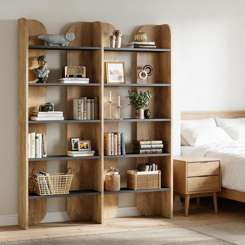 Bibliothèques spacieuses à 5 niveaux, panneau de fibres à densité moyenne en bois d'ingénierie, design rustique moderne